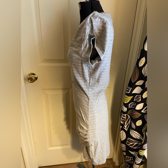 Athleta Gray Central Stripe Fitted Dress Large - Picture 2 of 5